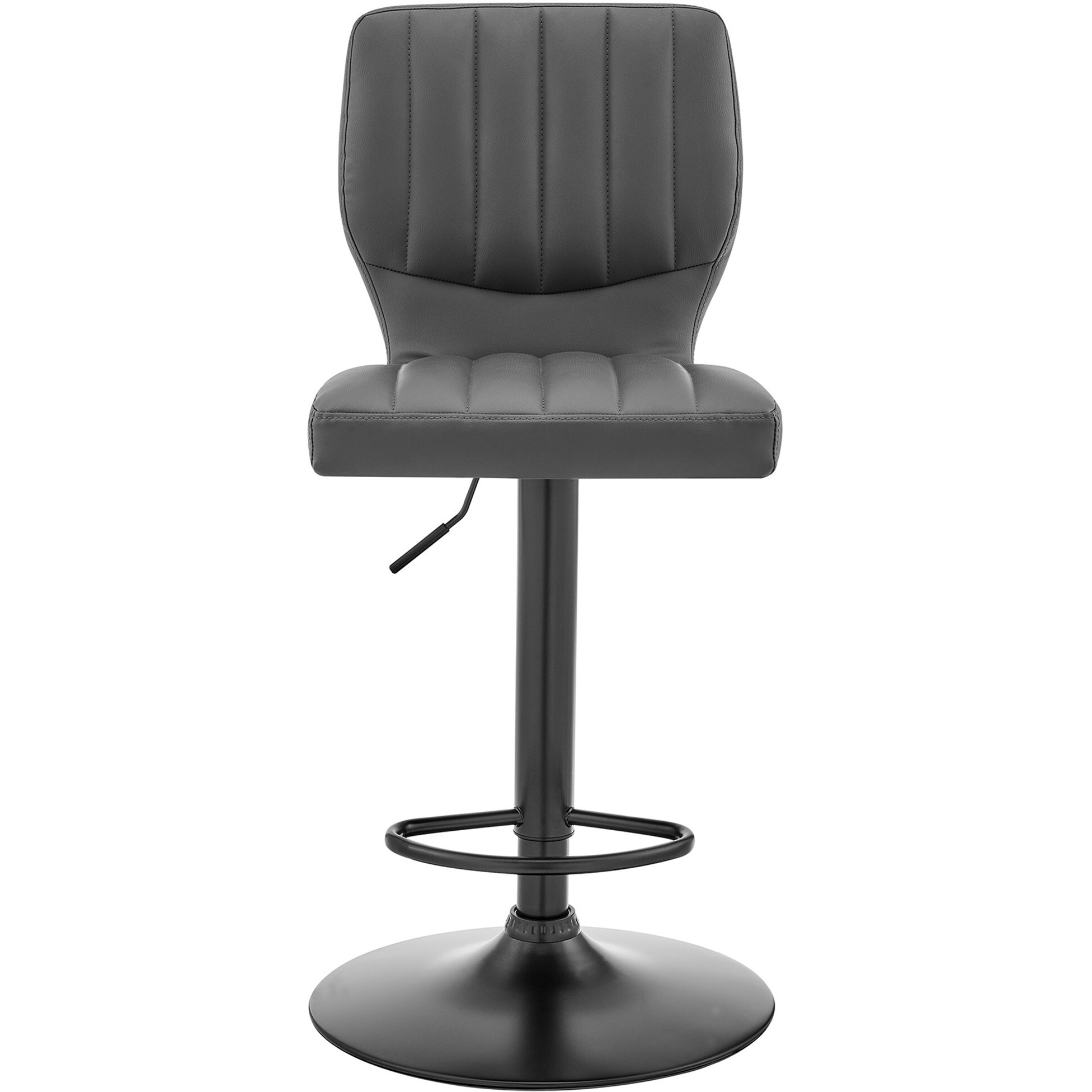 Gray Faux Leather Textured Adjustable Bar Stool