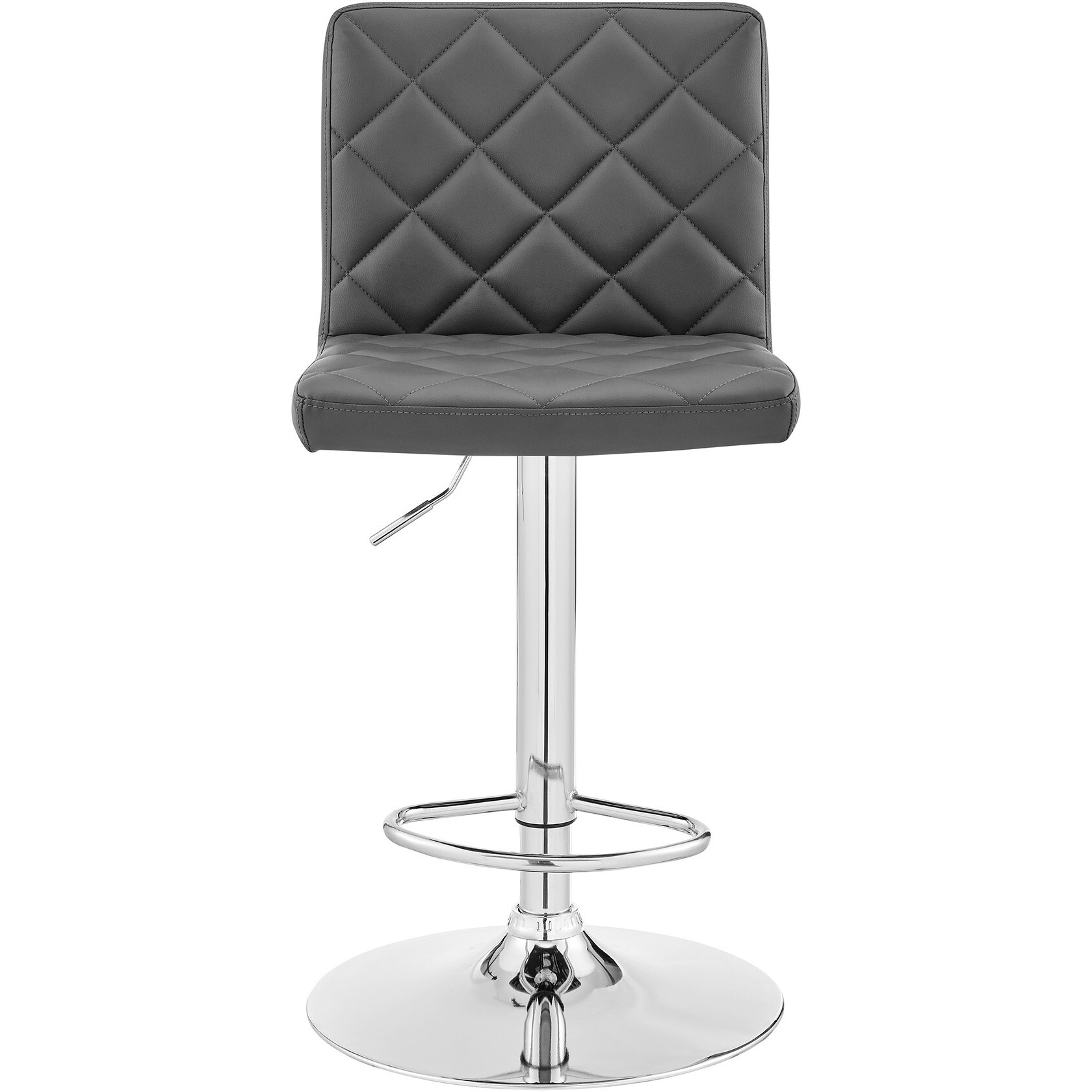 Gray Faux Leather Chrome Base Swivel Adjustable Bar Stool