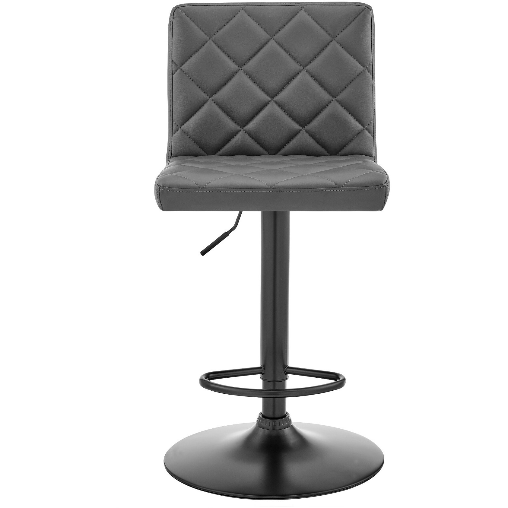 Gray Faux Leather Swivel Adjustable Bar Stool