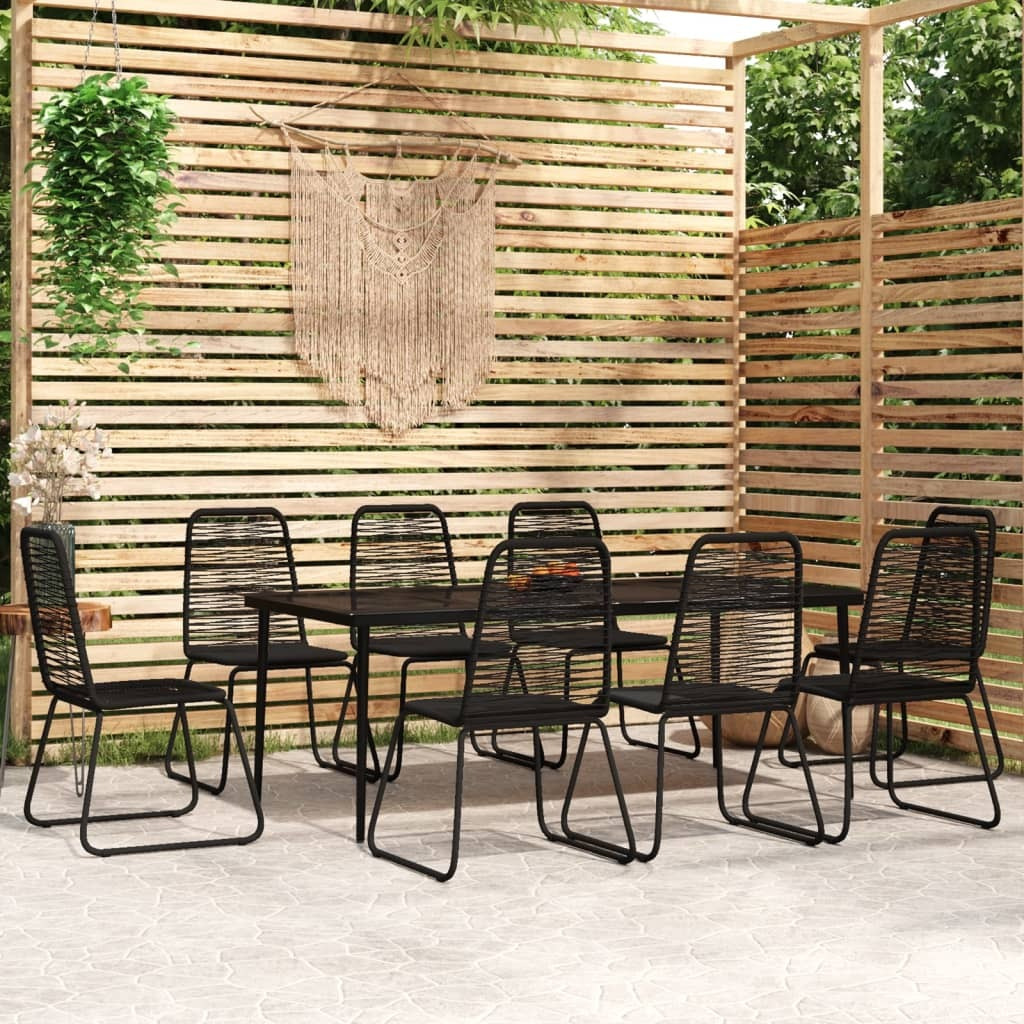 Vidaxl 9 Piece Patio Dining Set Black