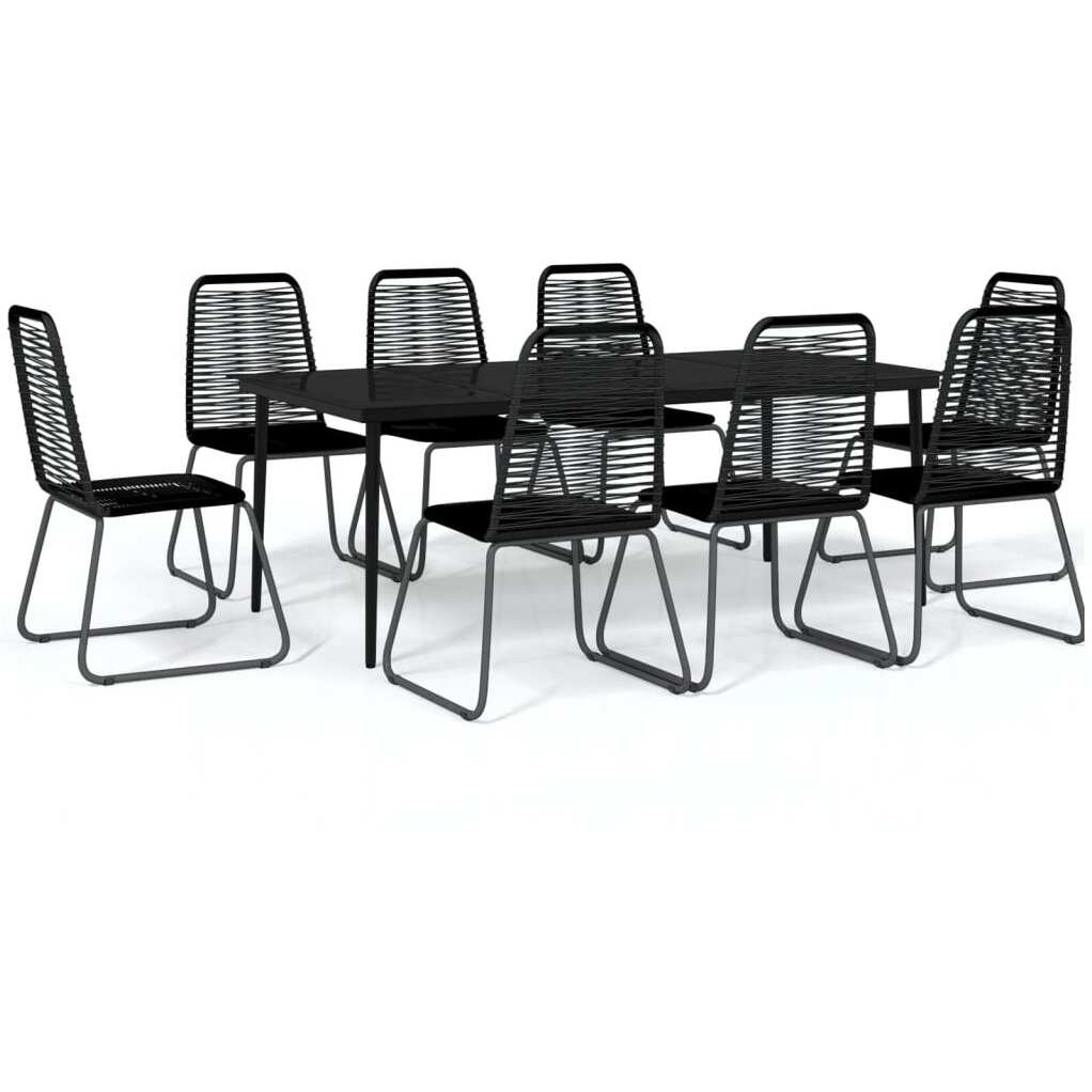 Vidaxl 9 Piece Patio Dining Set Black