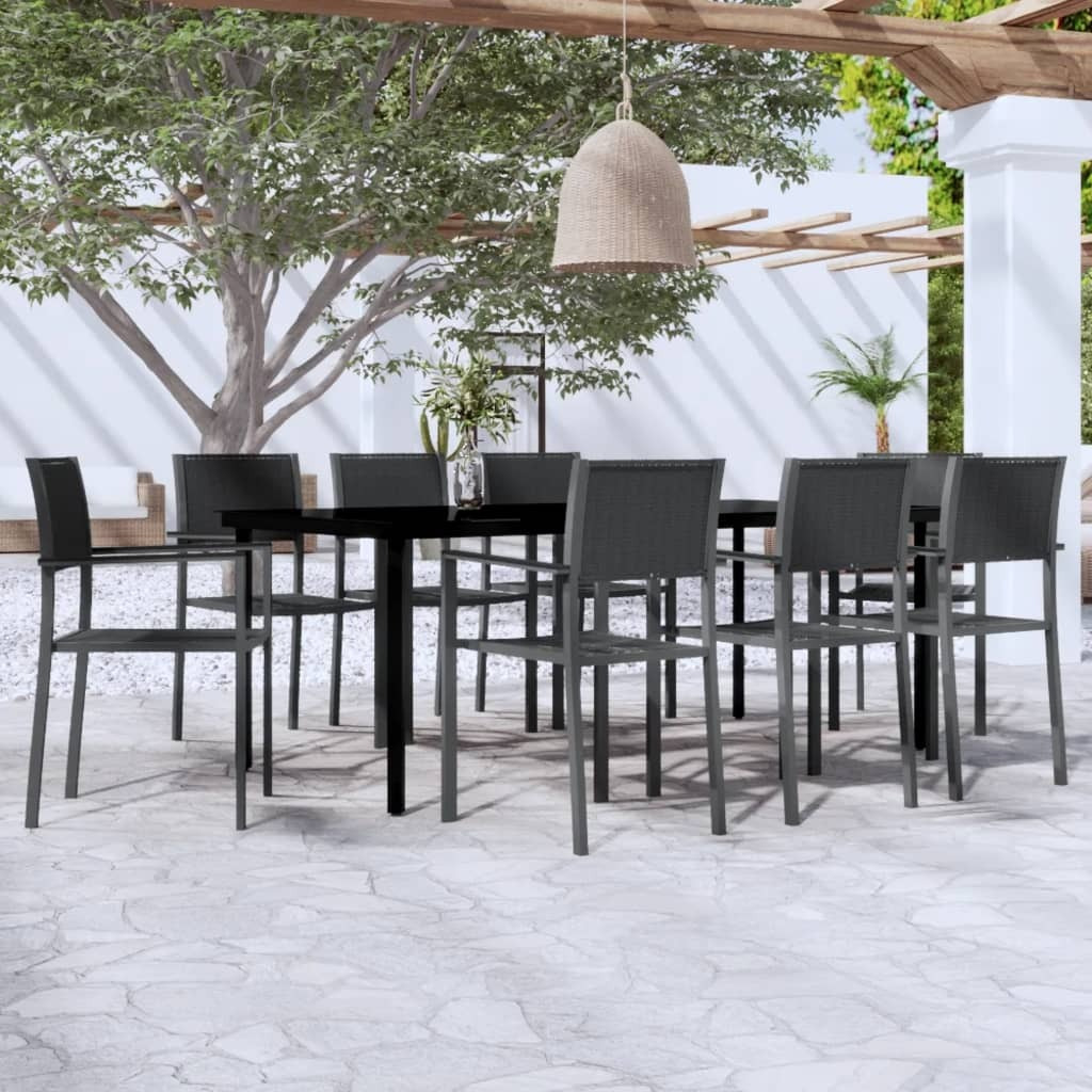 Vidaxl 9 Piece Patio Dining Set Black