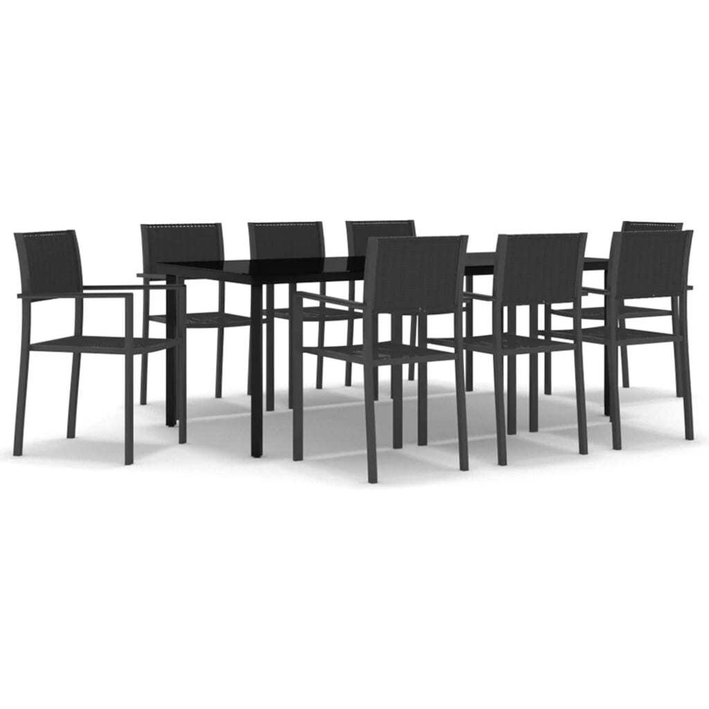 Vidaxl 9 Piece Patio Dining Set Black