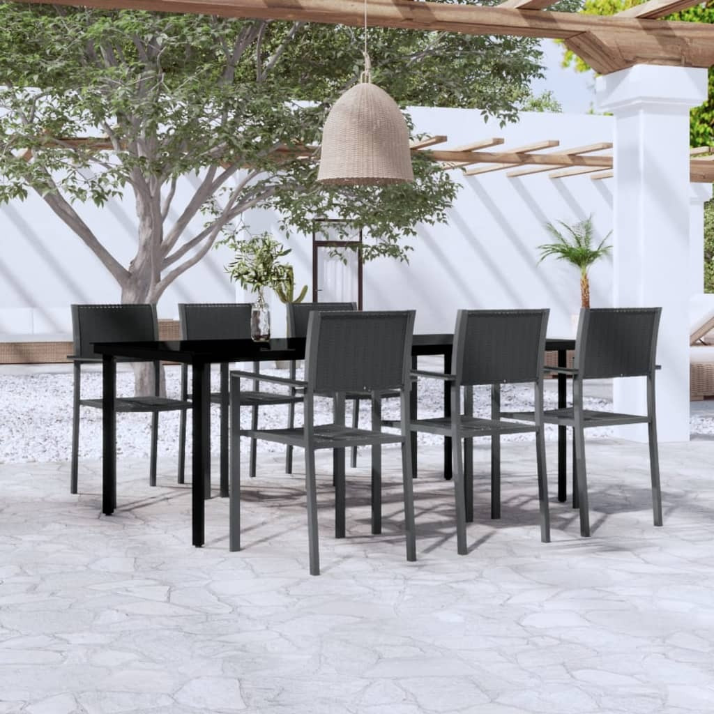 Vidaxl 7 Piece Patio Dining Set Black