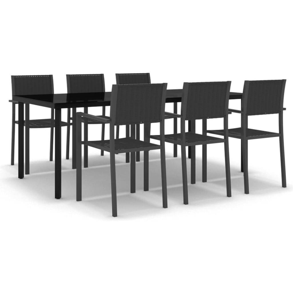 Vidaxl 7 Piece Patio Dining Set Black