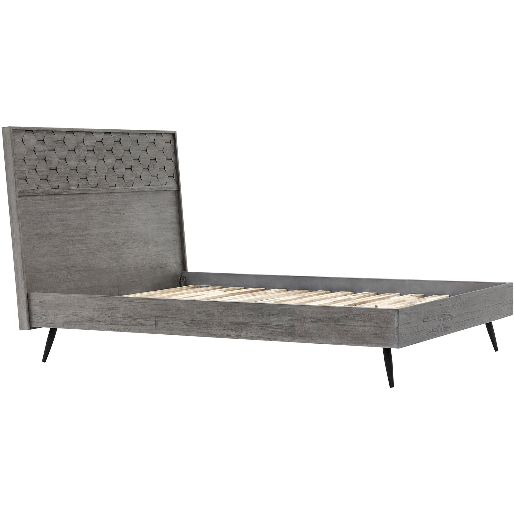 Makena Queen Platform Bed Frame In Grey Acacia Wood