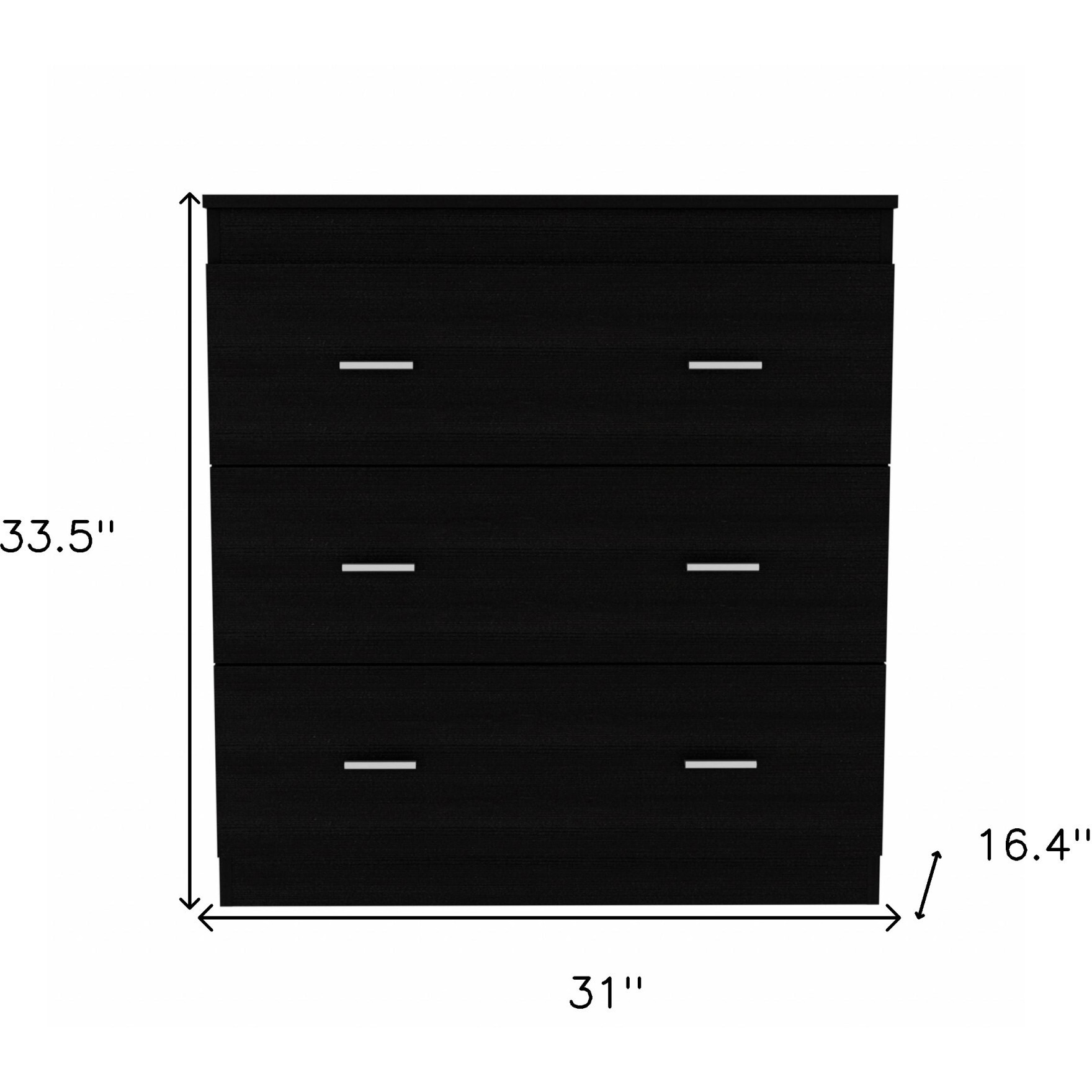 33"" Black Three Drawer Dresser