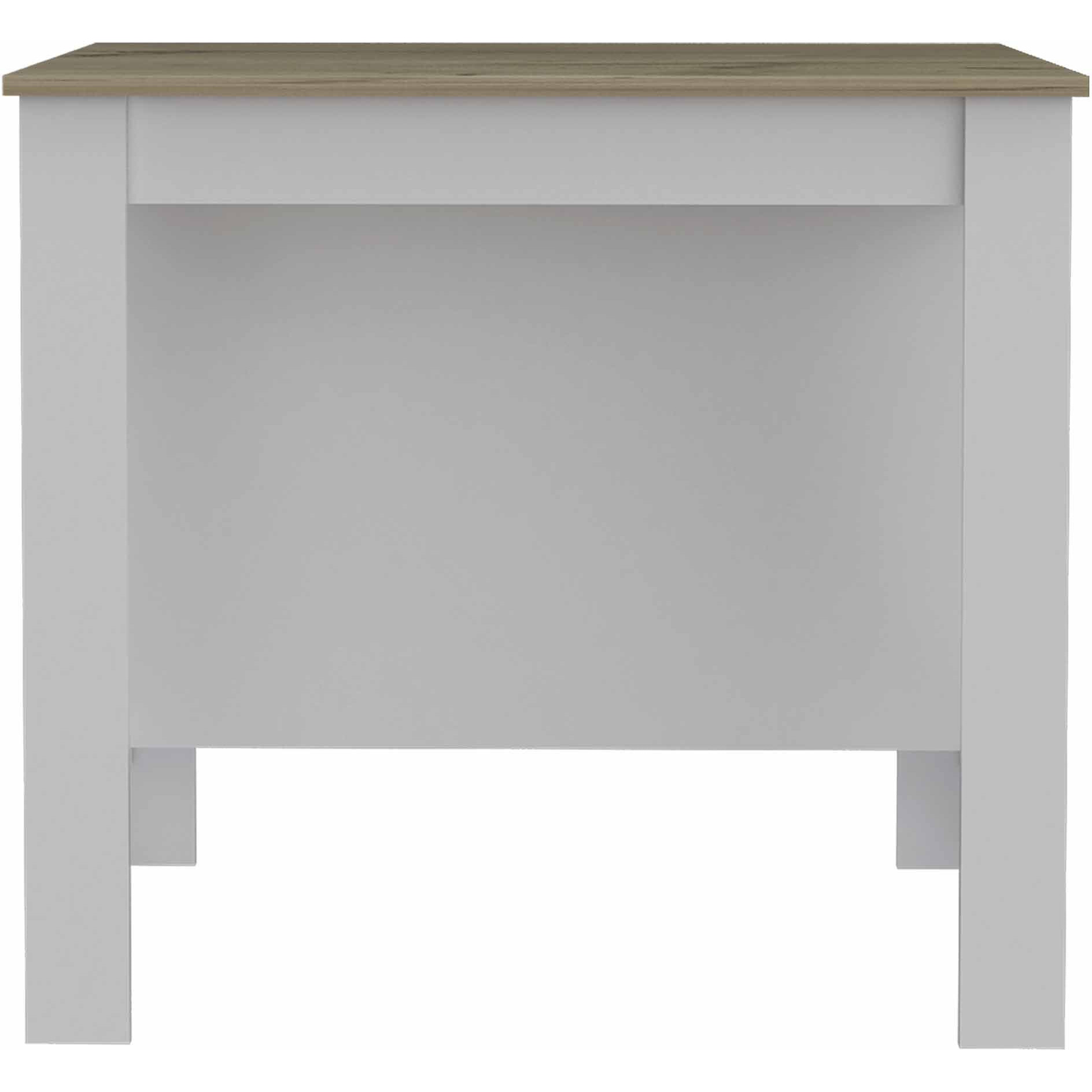 Light Oak And White Kitchen Island With Three Storage Shelves