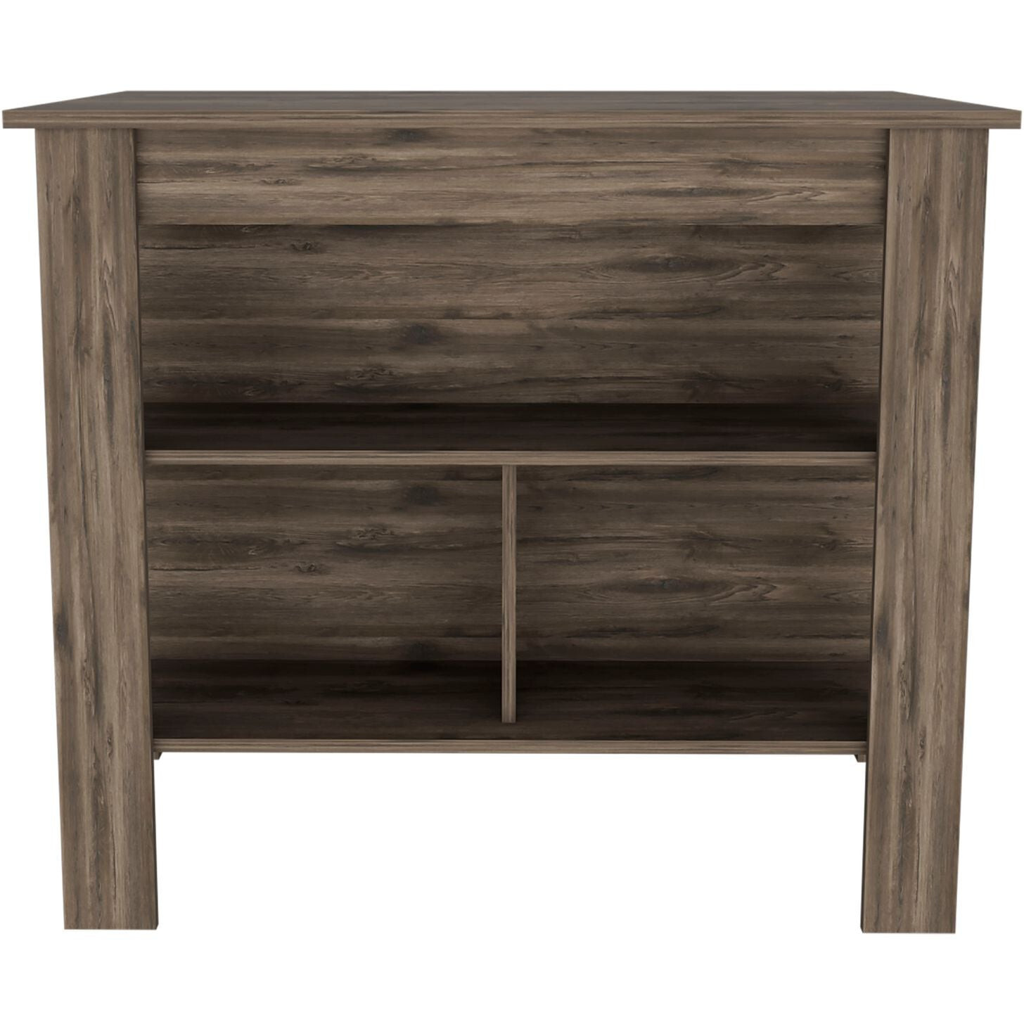 Brown Kitchen Island With Three Storage Shelves