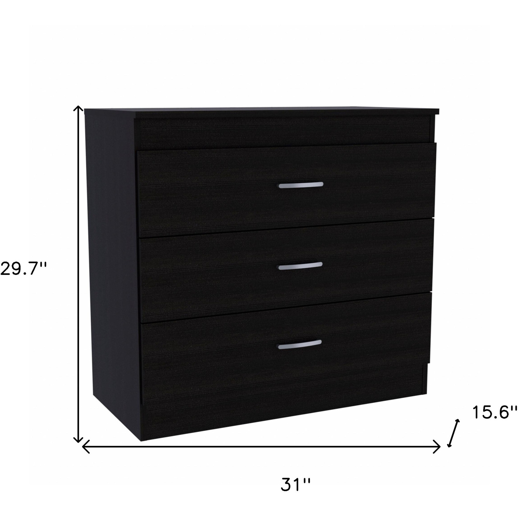 29"" Black Three Drawer Dresser