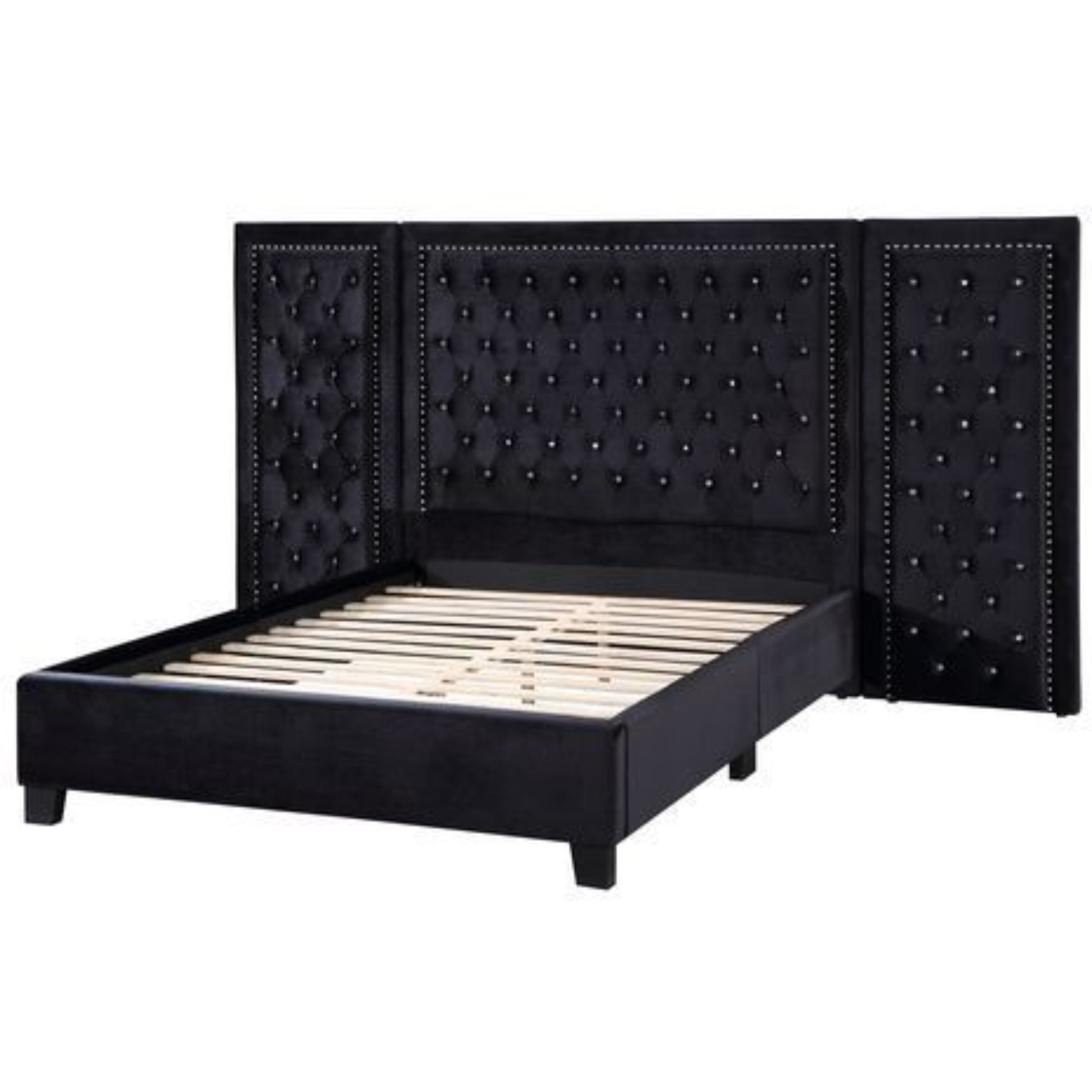 Damazy Black Velvet Eastern King Bed