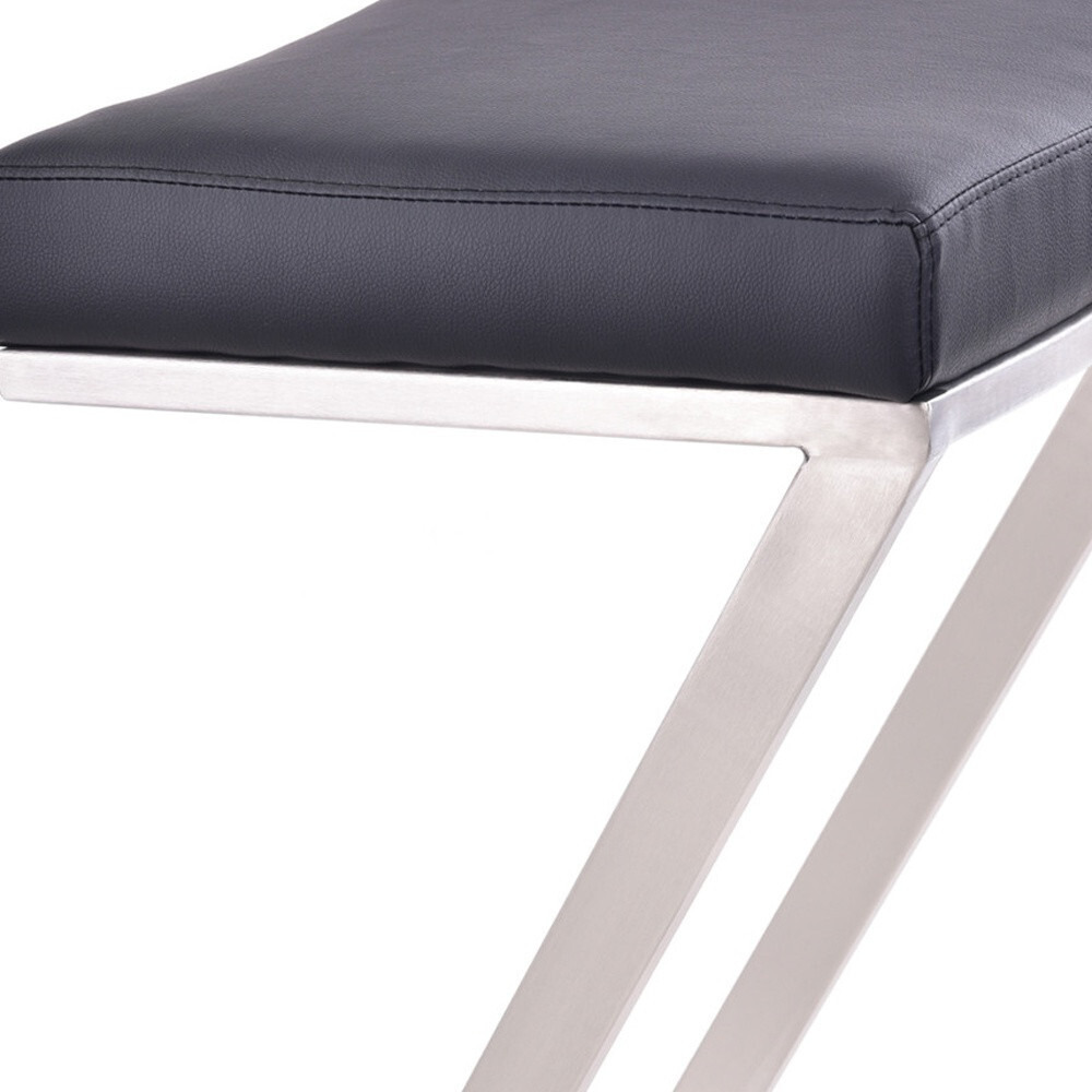26"" Contempo Black Faux Leather And Stainless Backless Bar Stool