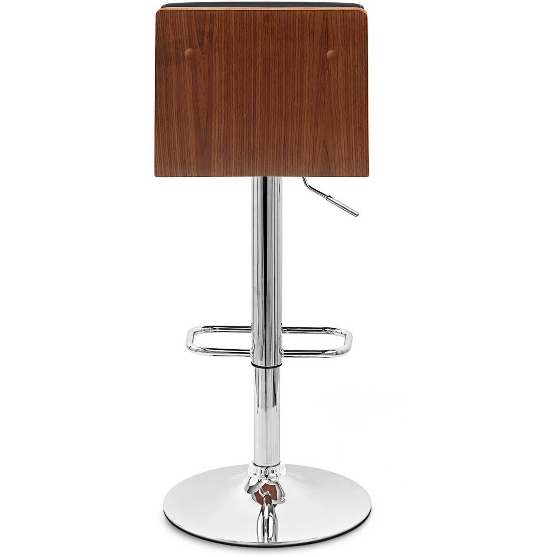Black Faux Leather Walnut And Chrome Adjustable Swivel Bar Stool