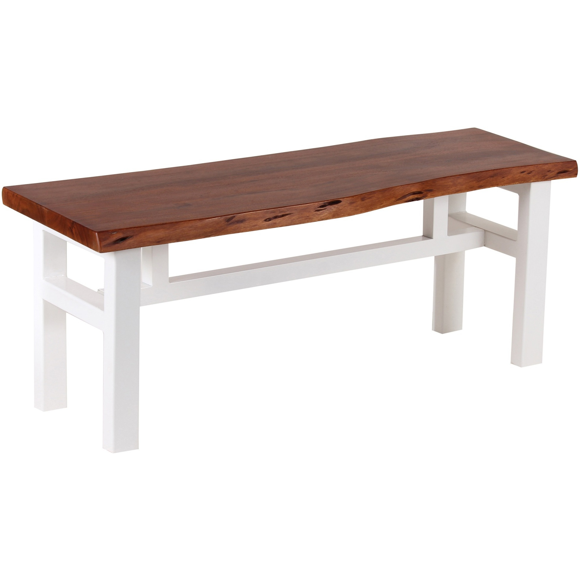 Amerihome Acacia Live Edge 46 Inch Bench - White