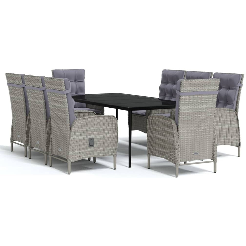 Vidaxl 9 Piece Patio Dining Set With Cushions Gray And Black