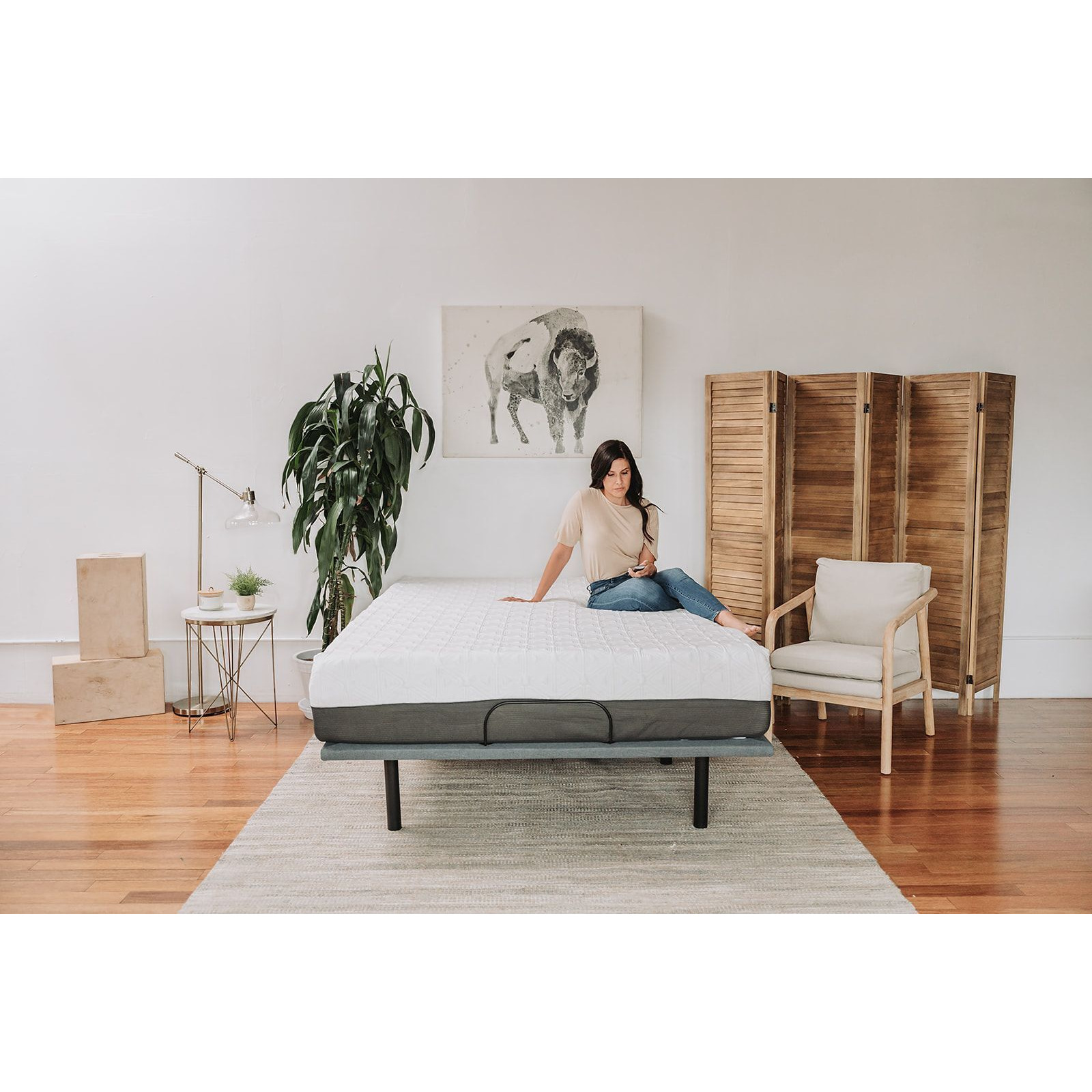 Os4 Black And Grey King Adjustable Bed Base With Head And Foot Position Adjustments(D0102Hi6Nj7)
