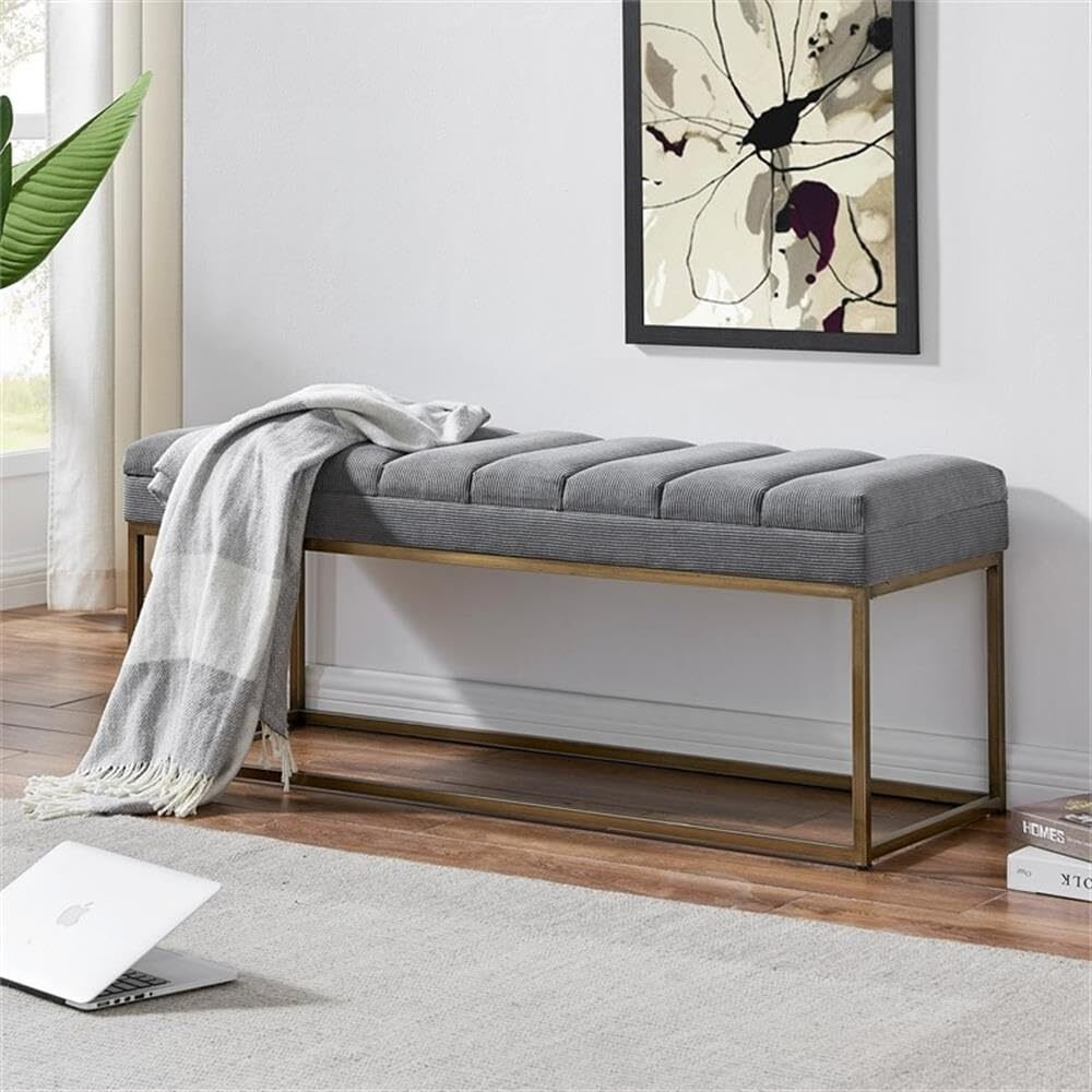 Npd Furniture And More Darius Kd Fabric Bench  Gray