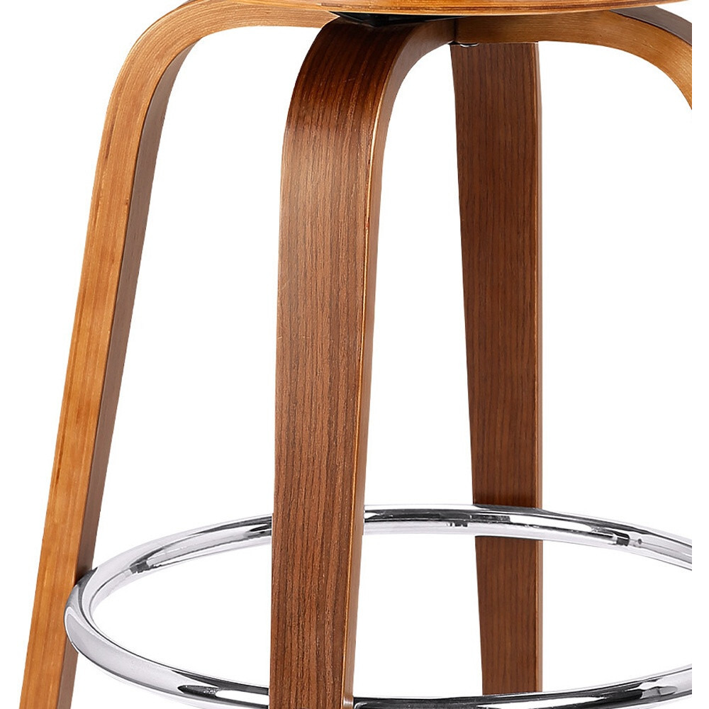 26"" Cream Faux Leather Backless Modern Swivel Bar