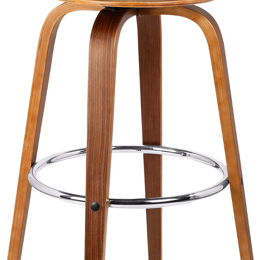 26"" Cream Faux Leather Backless Modern Swivel Bar