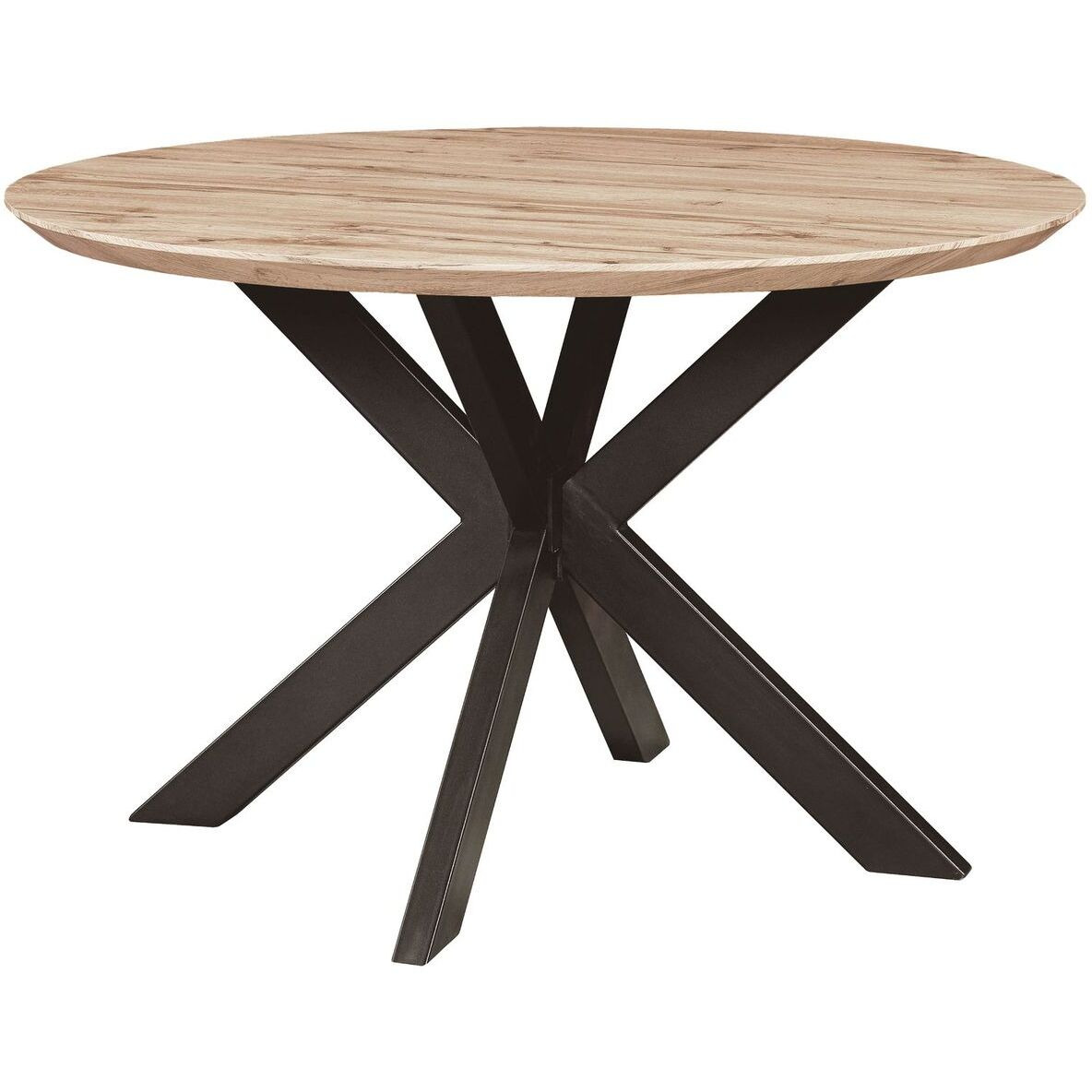 Leisuremod Ravenna 47"" Round Wood Dining Table With Modern Metal Base