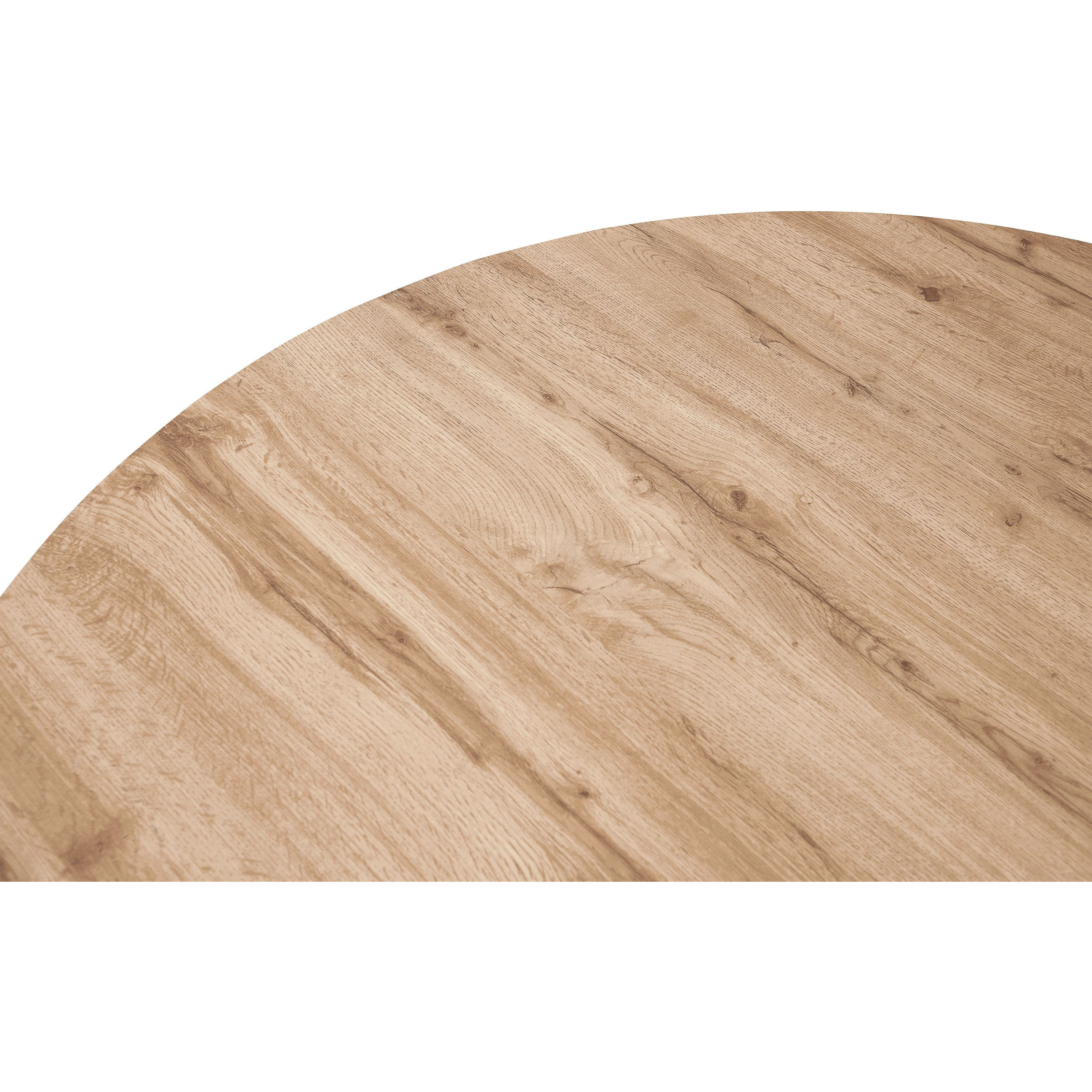 Leisuremod Ravenna 47"" Round Wood Dining Table With Modern Metal Base