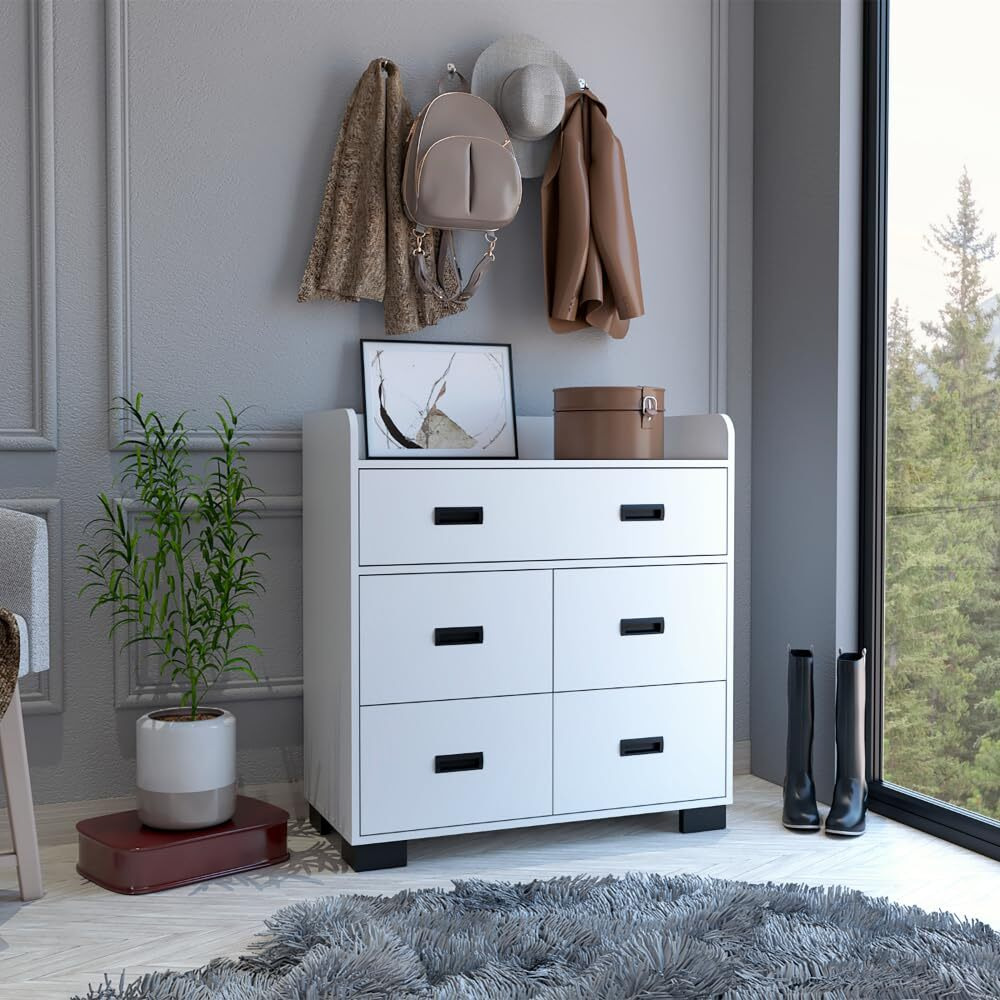 Dresser Wuuman  Four Drawers  Single Double Drawer  White Finish(D0102Hgeme7)