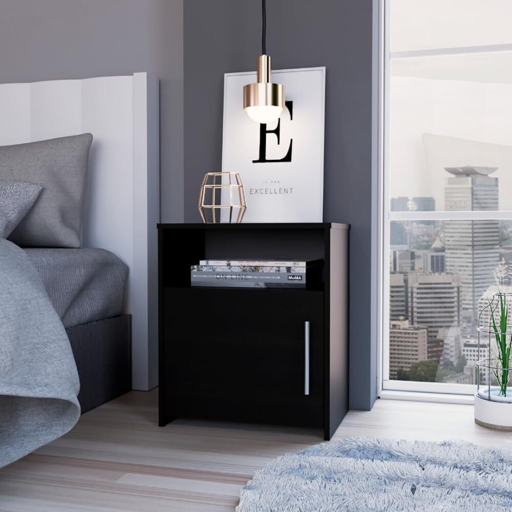 Nightstand Cuarzz  One Cabinet  Black Wengue Finish(D0102Hge6Yy)