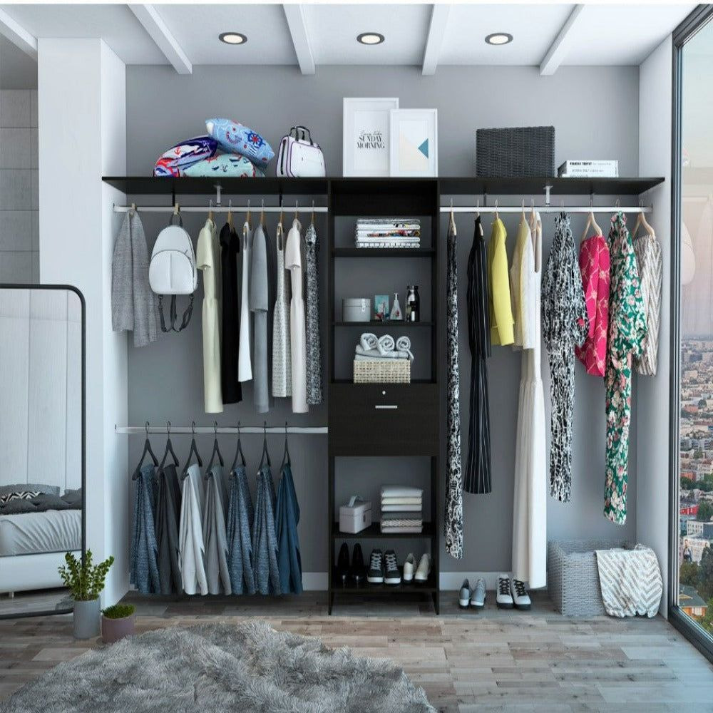 Closet System Ashland  Five Shelves  Black Wengue Finish(D0102Hge1Rv)