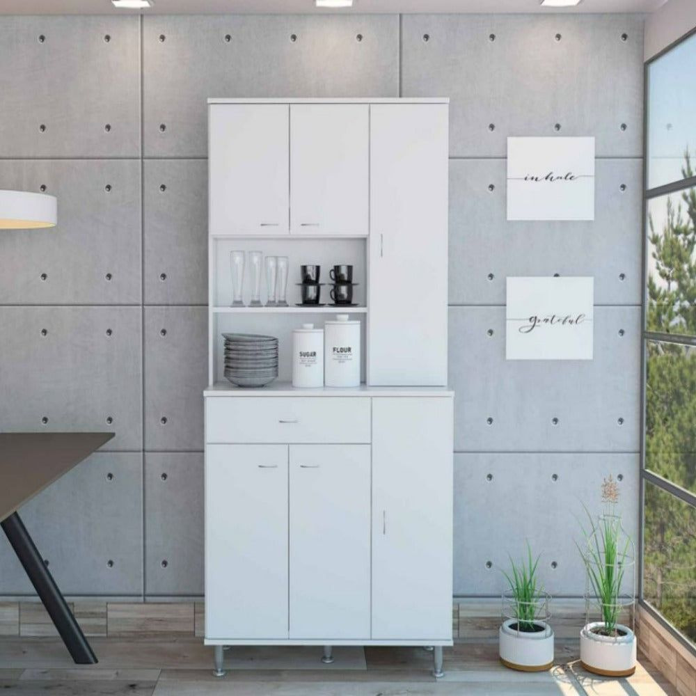 Kitchen Pantry Piacenza  Double Door Cabinet  White Finish(D0102Hgeyyv)