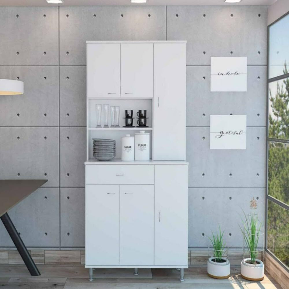 Kitchen Pantry Piacenza  Double Door Cabinet  White Finish(D0102Hgeyyv)