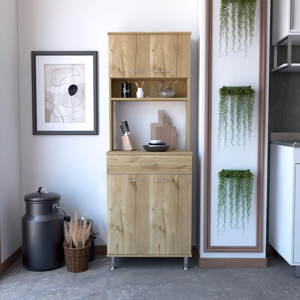 Pantry Piacenza Two Double Door Cabinet  Light Oak Finish(D0102Hgedly)