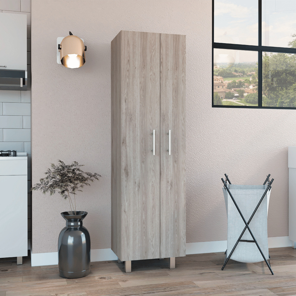 Closet Pantry Copenhague  Five Shelves  Double Door Cabinet  Light Gray  White Finish(D0102Hge1Fu)