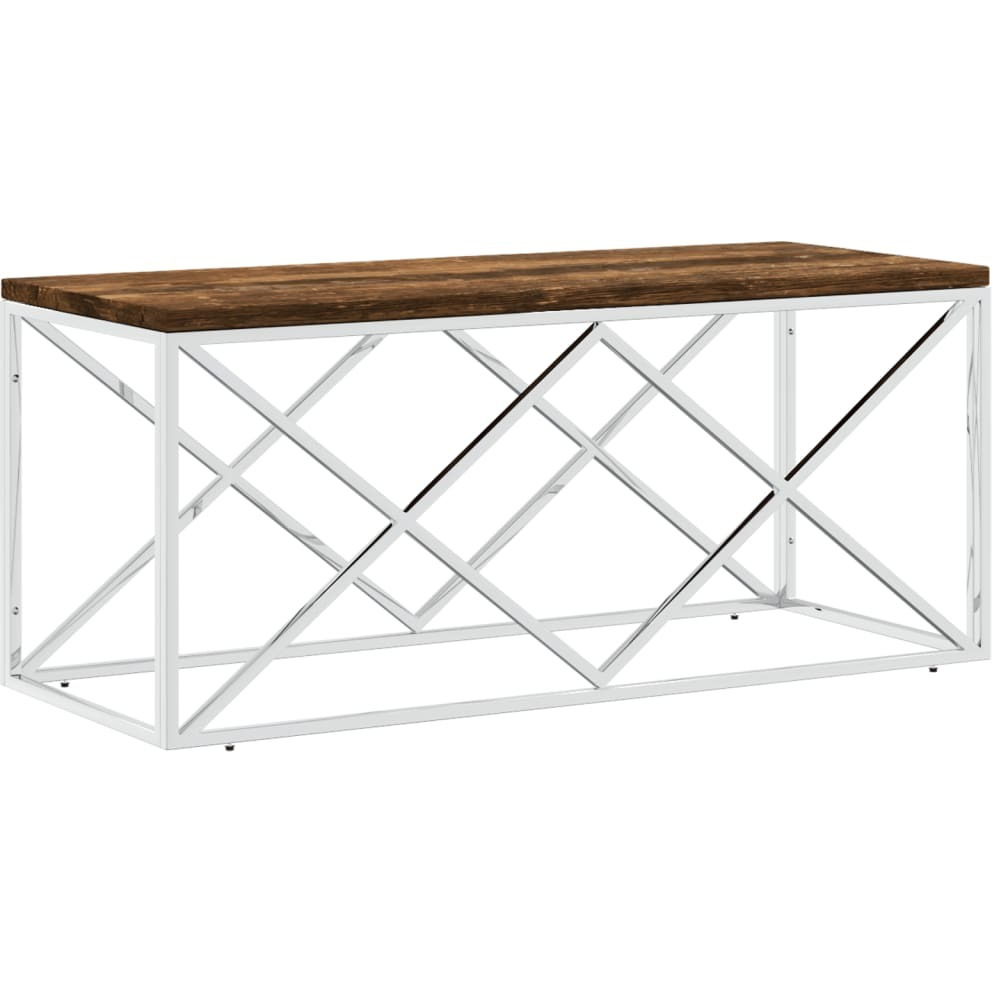 Vidaxl Coffee Table Stainless Steel And Solid Wood Reclaimed