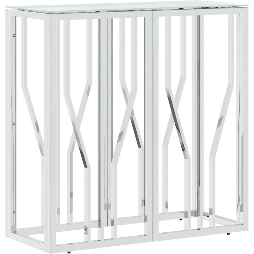 Vidaxl Console Table 27.6X11.8X27.6 Stainless Steel And Glass