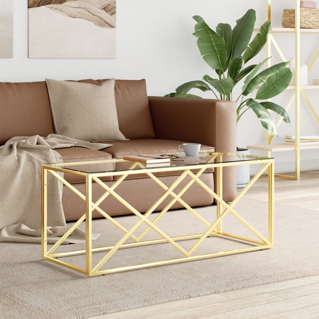 Vidaxl Coffee Table 43.3X17.7X17.7 Stainless Steel And Glass