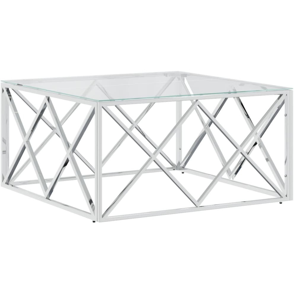 Vidaxl Coffee Table 31.5X31.5X15.7 Stainless Steel And Glass