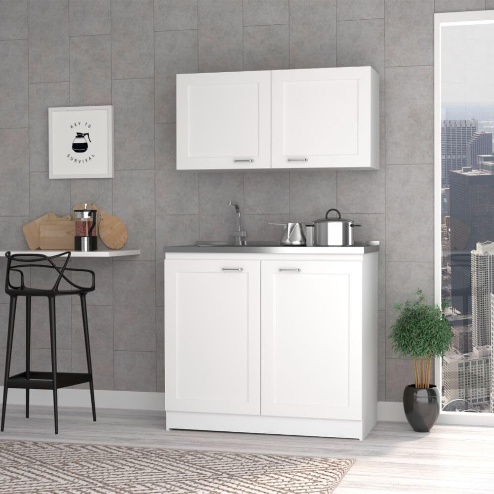 Cabinet Set Zeus  Two Parts Set  White Finish(D0102Hgemeu)