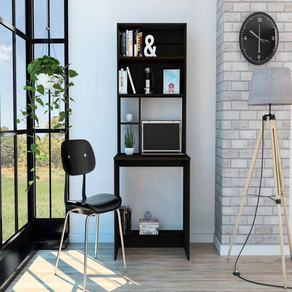 Computer Desk Monroe  Four Shelves  Black Wengue Finish(D0102Hgeyf7)