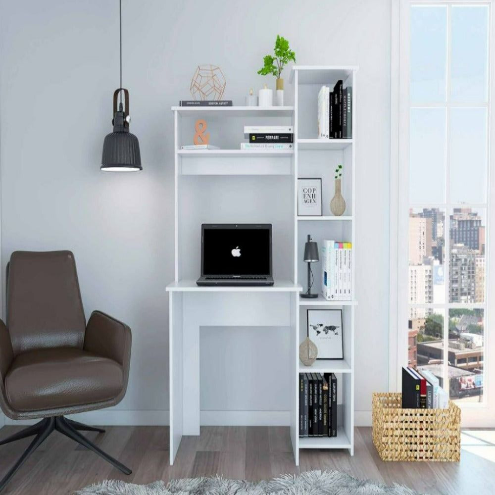 Desk Logan  Five Cubbies  White Finish(D0102Hgeyxg)