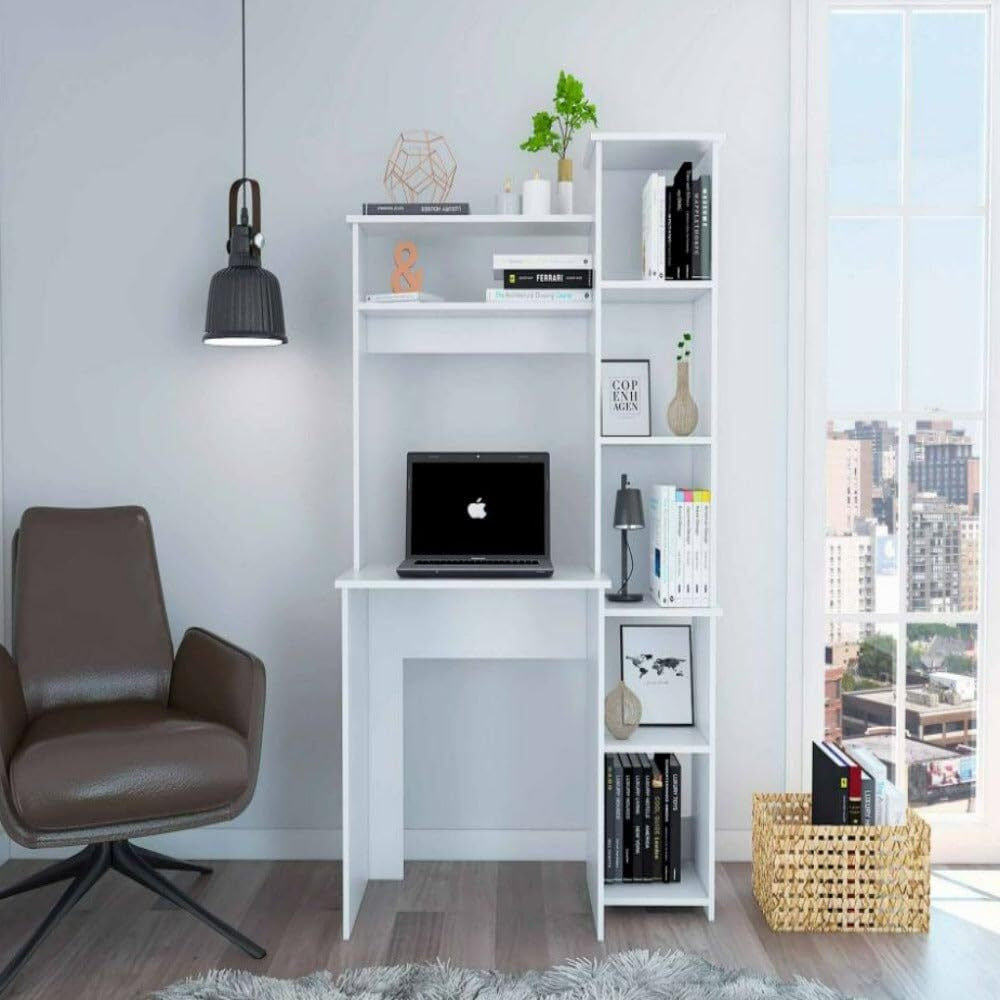Desk Logan  Five Cubbies  White Finish(D0102Hgeyxg)