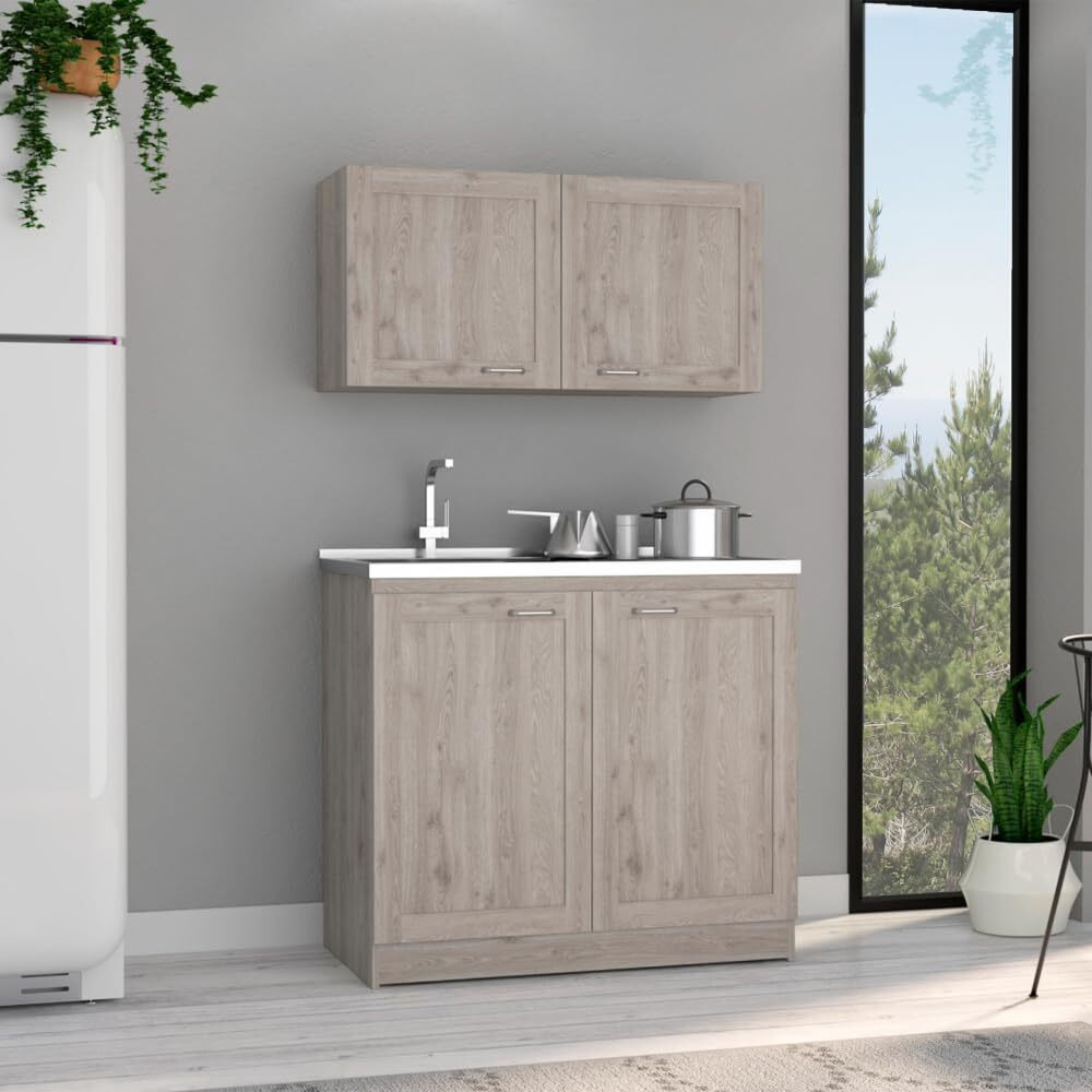 Cabinet Set Zeus  Two Shelves  Light Gray Finish(D0102Hgempa)