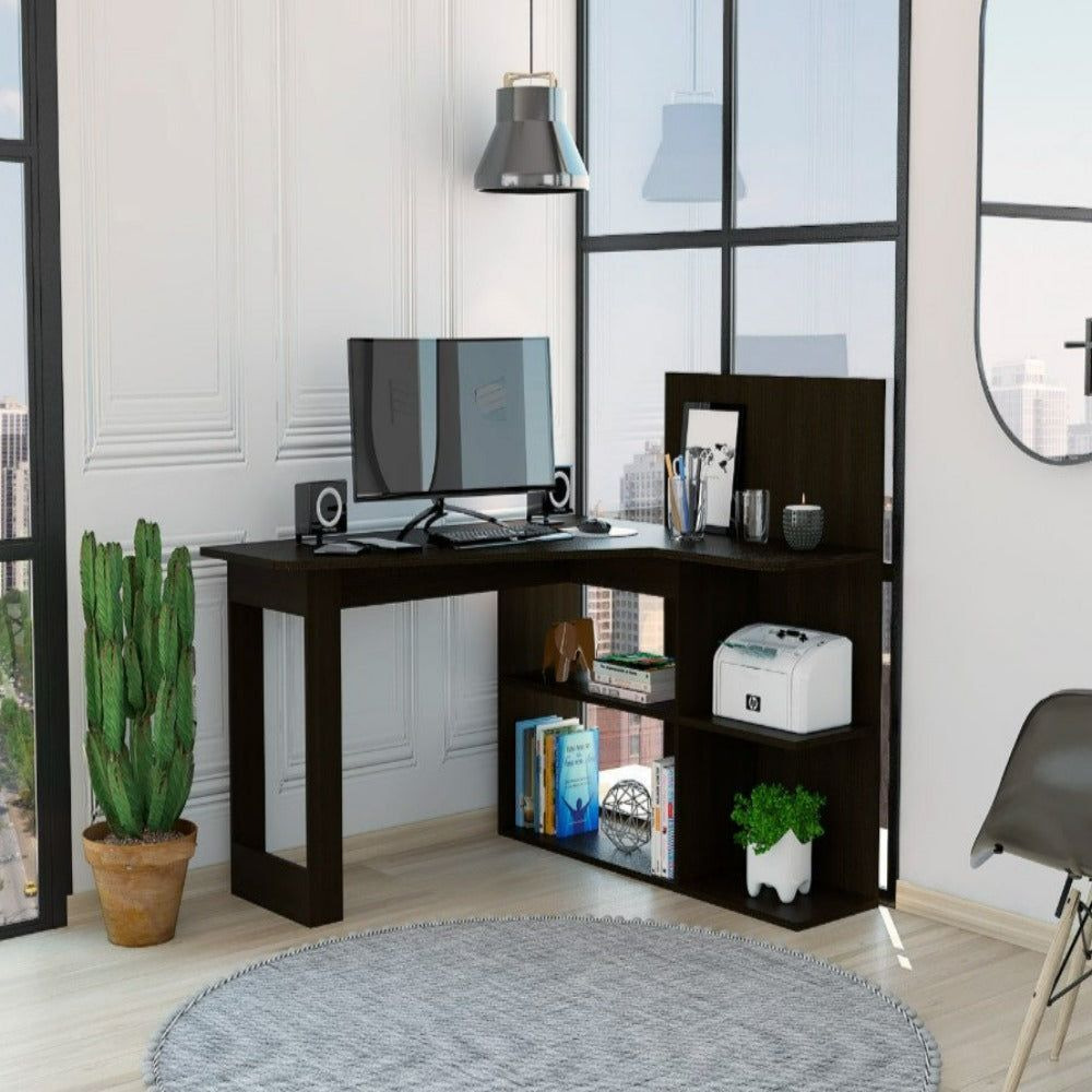 Computer Desk Mohave  Five Open Shelves  Black Wengue Finish(D0102Hgey3V)