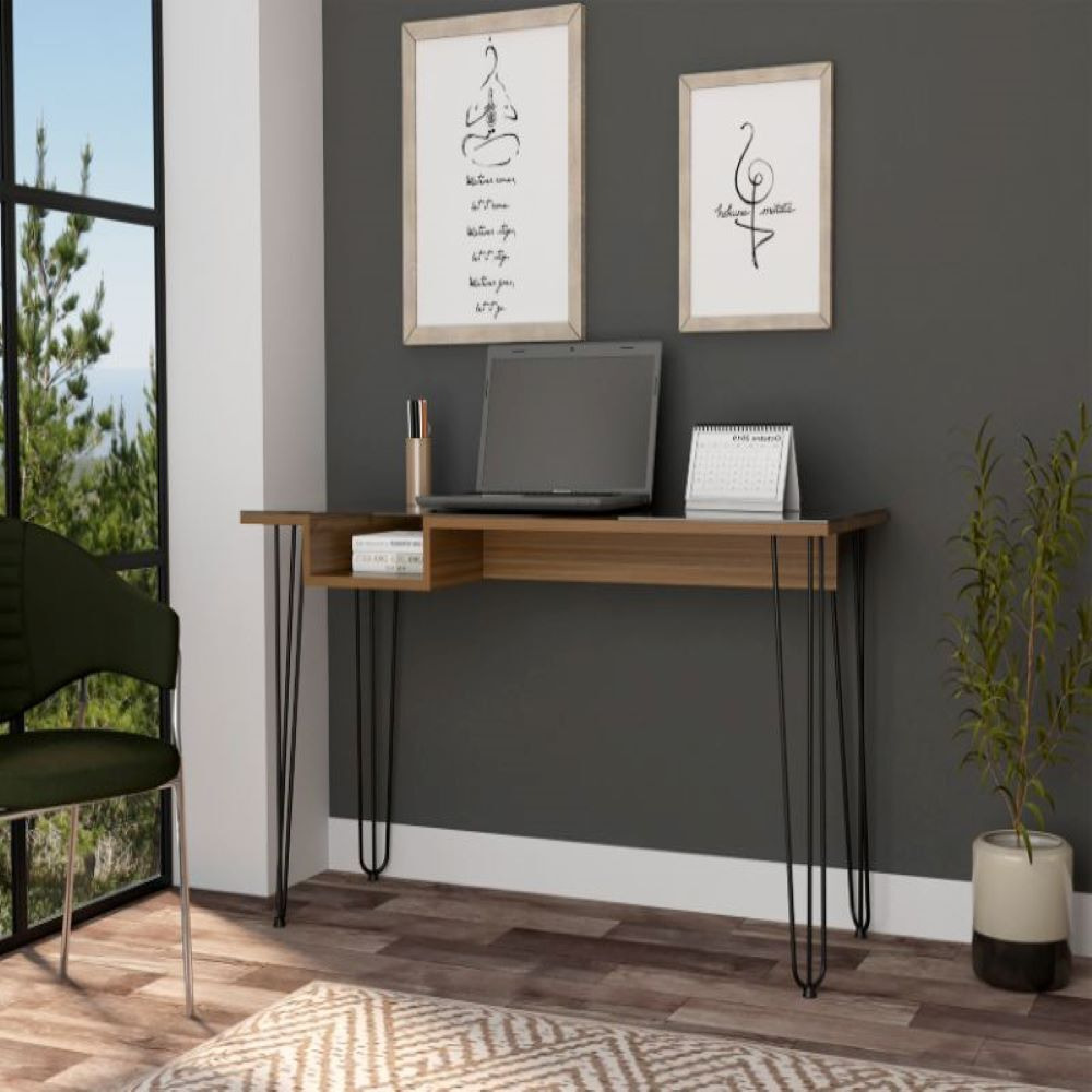 Desk Rolo140  One Shelf  Four Legs  Mahogany Finish(D0102Hged4U)