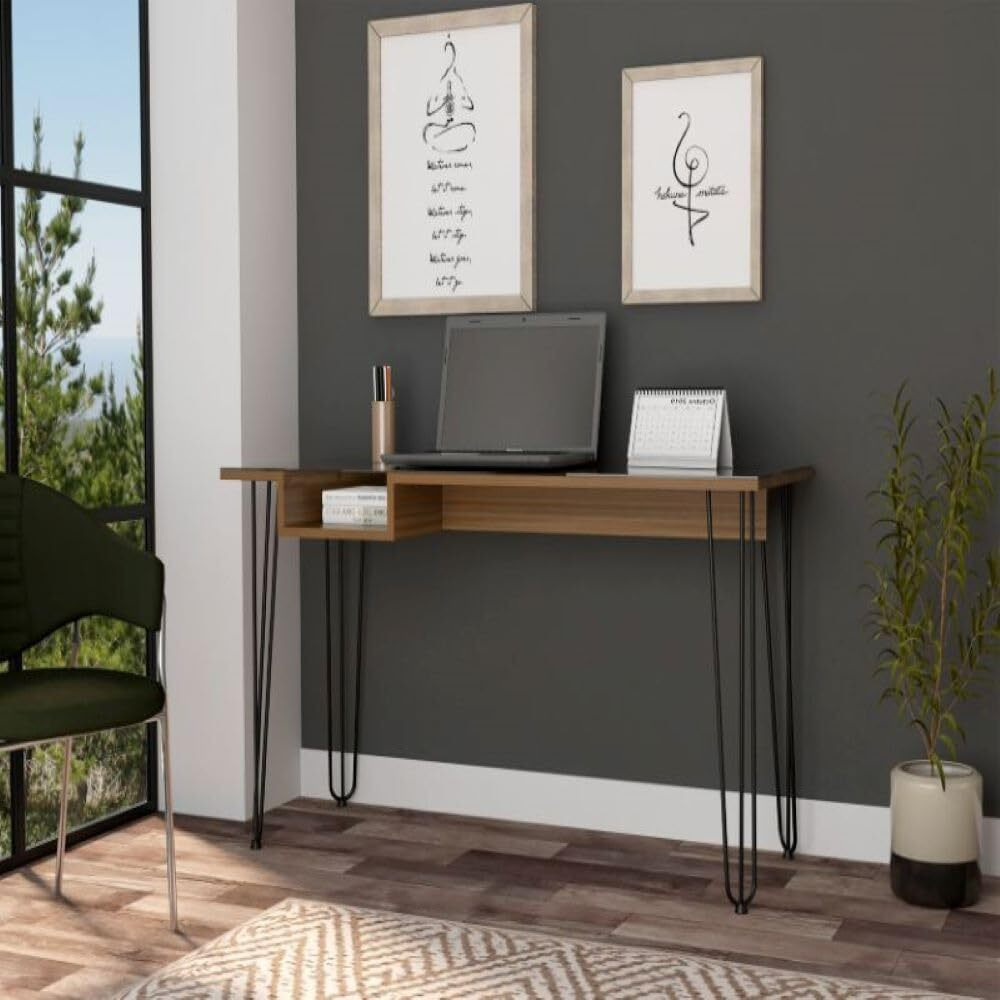Desk Rolo140  One Shelf  Four Legs  Mahogany Finish(D0102Hged4U)