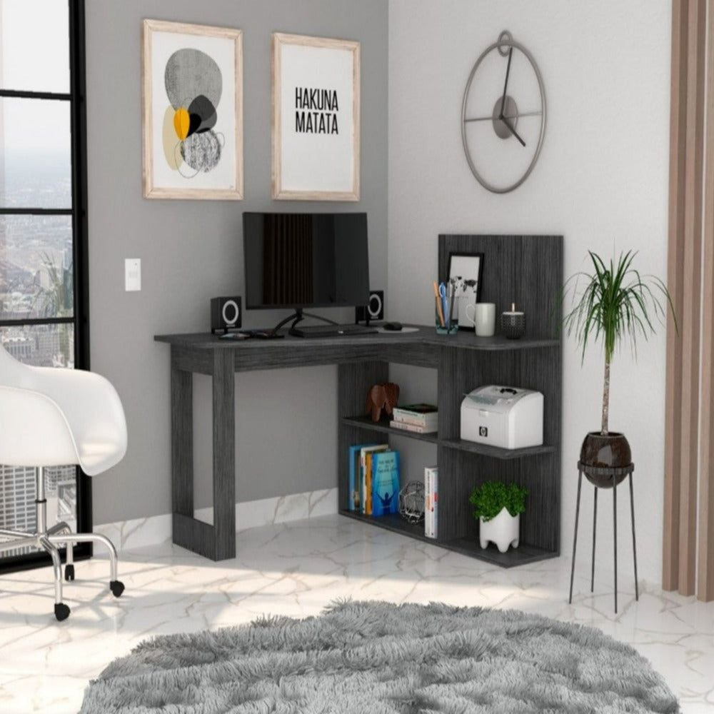 Computer Desk Mohave  Five Open Shelves  Smokey Oak Finish(D0102Hgedig)
