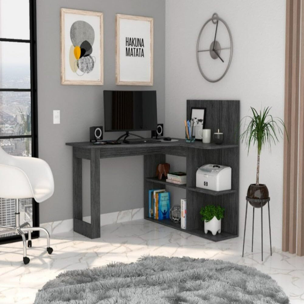 Computer Desk Mohave  Five Open Shelves  Smokey Oak Finish(D0102Hgedig)
