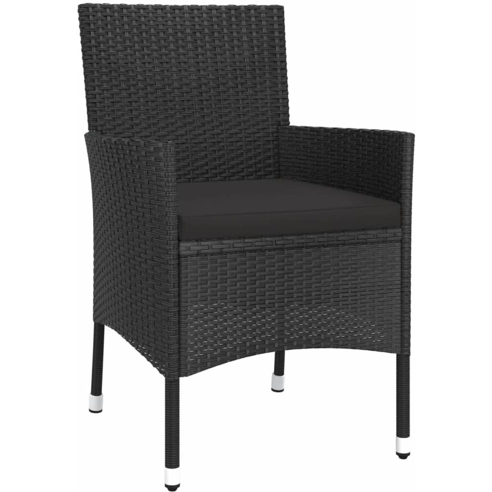 Vidaxl 5 Piece Garden Bistro Set With Cushions Black Poly Rattan