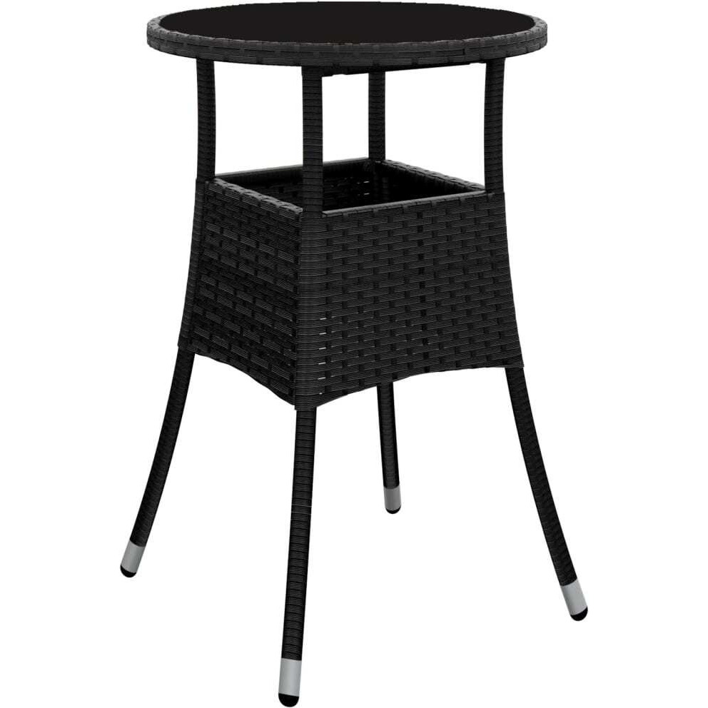 Vidaxl 5 Piece Garden Bistro Set With Cushions Black Poly Rattan