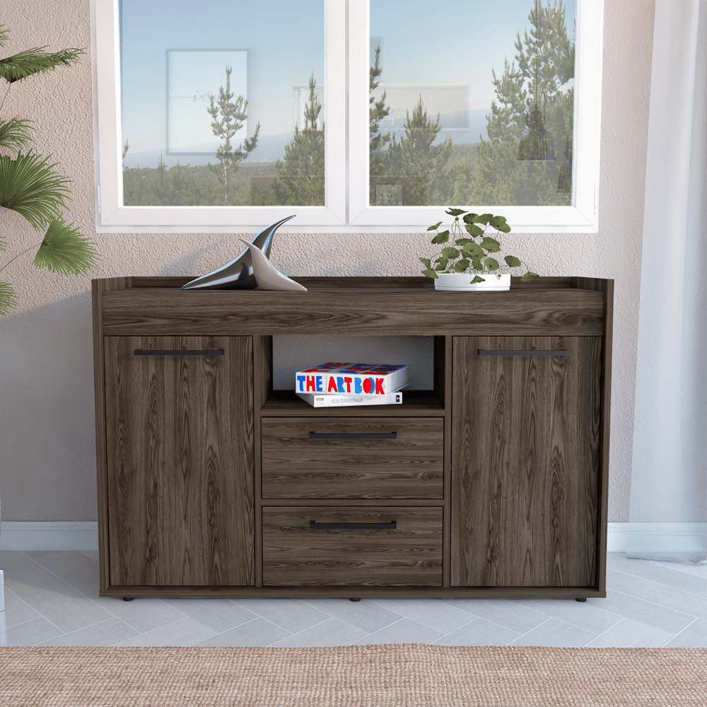 Sideboard Perssiu  Two Drawers  Double Door Cabinets  Dark Walnut Finish(D0102Hged9W)