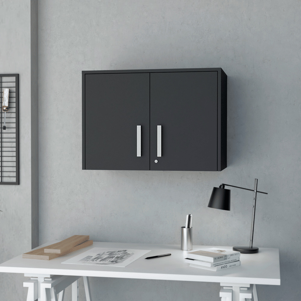 Wall Storage Cabinet Lions  3 Shelves  Double Door  Black Wengue Finish(D0102Hgeysa)